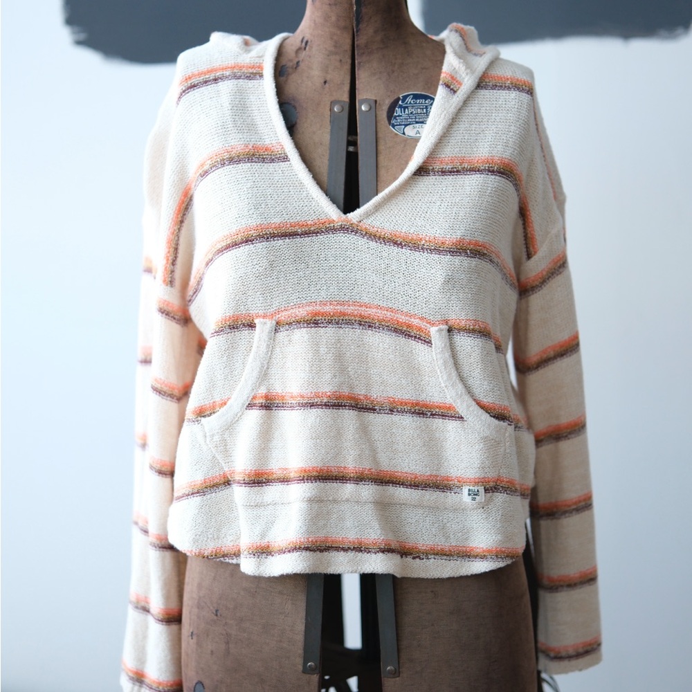 Billabong Knit Sweater with Orange and Cream Stripes